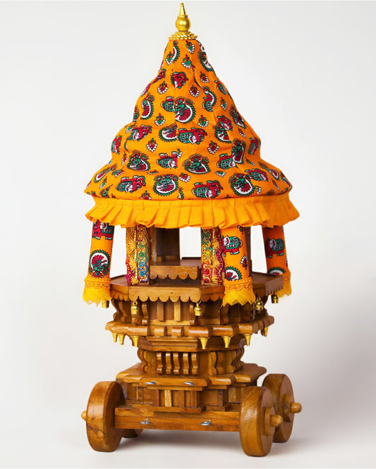 Teakwood Chariot with Moving wheels and Lightings