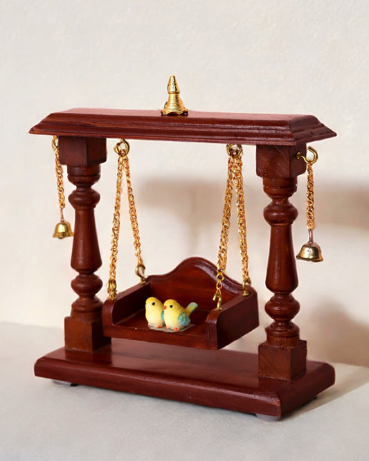 Sivasavi Handcrafted Small Wooden Pooja swingfor Home / Mandir for Home / Jhoola stand