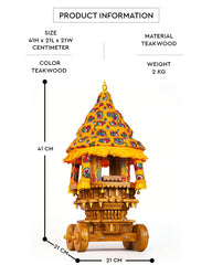 Teakwood Chariot with Moving wheels and Lightings